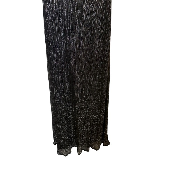 Lulus Elegant Shimmer Shiny Black and Silver Plisse Maxi Dress - Picture 7 of 13